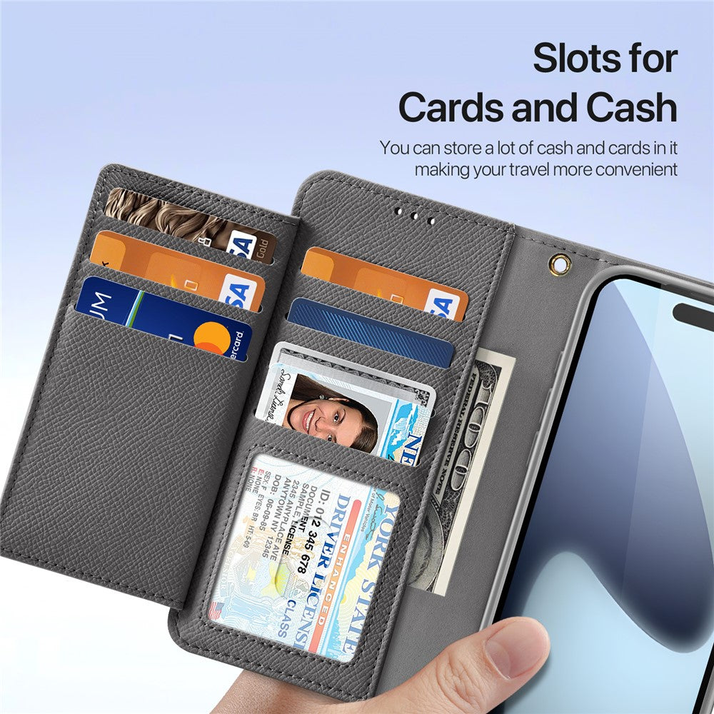 For iPhone 17 Pro Max Case DUX DUCIS Lawa Series Detachable Magnetic Cowhide Leather Cover Zipper Wallet - Grey