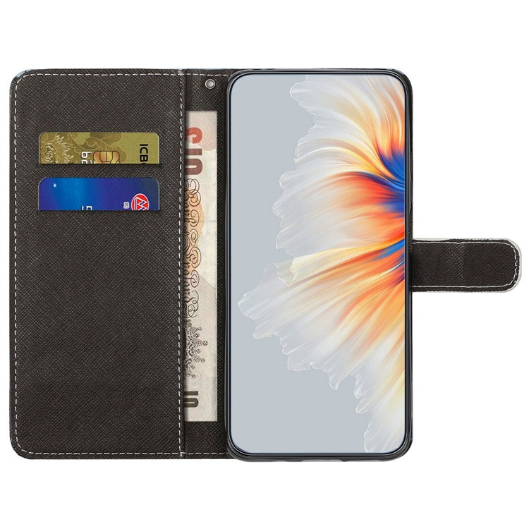 For Samsung Galaxy A14 5G / A14 4G Cross Texture PU Leather Phone Cover 3D Pattern Printing Stand Wallet Shockproof Case - Cat's Eye