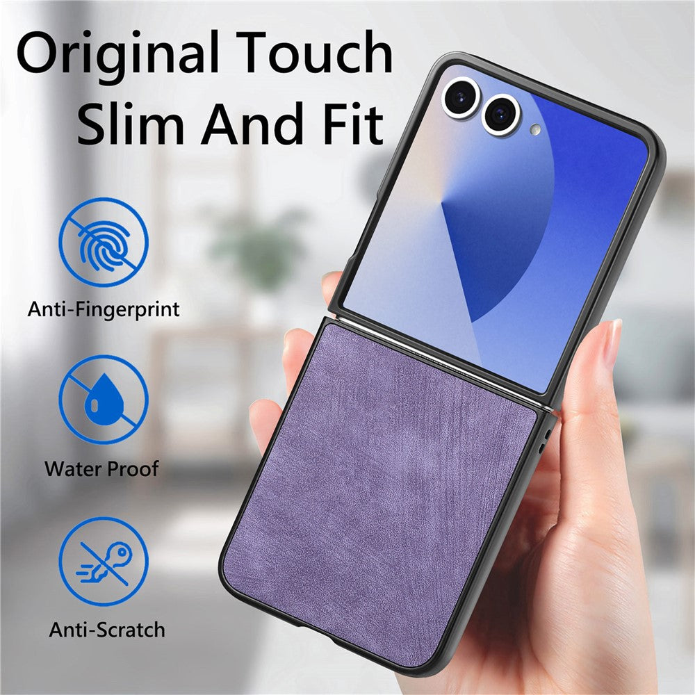 For Samsung Galaxy Z Flip7 5G Case Shockproof Slim Retro Leather Phone Back Cover - Purple