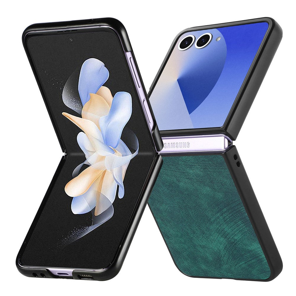 For Samsung Galaxy Z Flip7 5G Case Shockproof Slim Retro Leather Phone Back Cover - Green