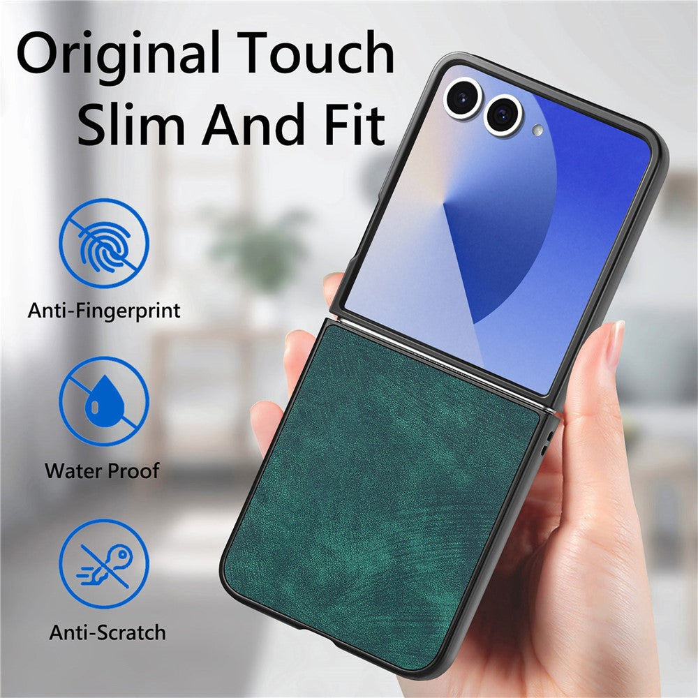 For Samsung Galaxy Z Flip7 5G Case Shockproof Slim Retro Leather Phone Back Cover - Green