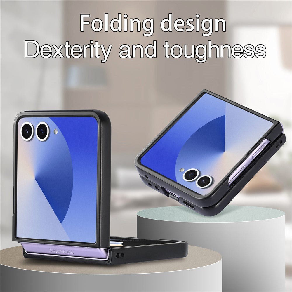For Samsung Galaxy Z Flip7 5G Case Carbon Fiber Texture PU+PC+TPU Phone Back Cover - Blue