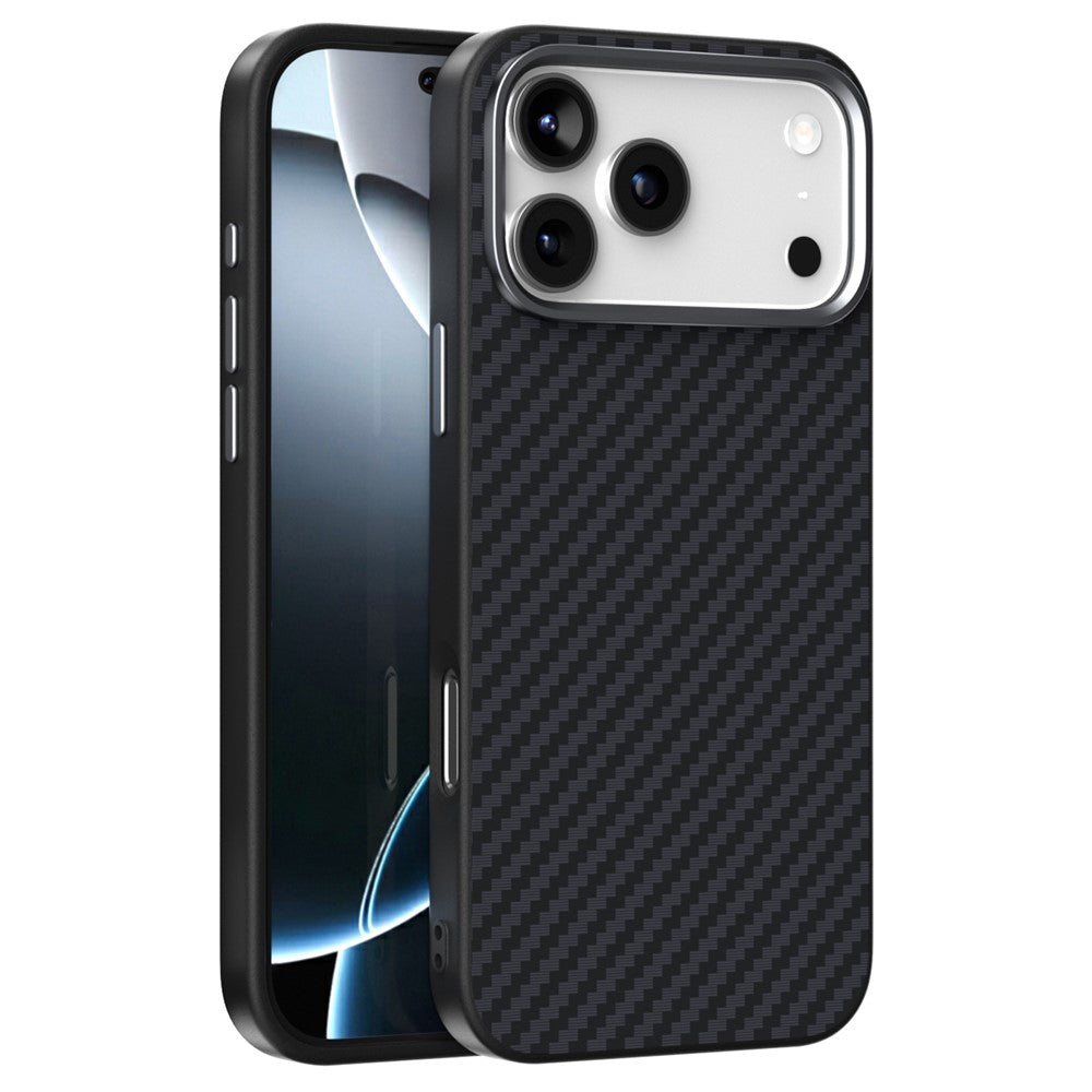 ABEEL For iPhone 17 Pro Max Case Compatible with MagSafe Carbon Fiber Texture Back Cover - Black
