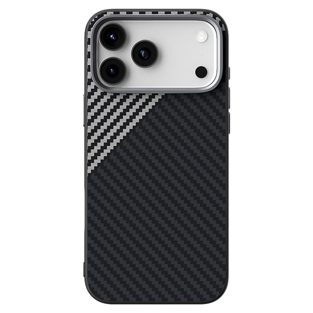 ABEEL For iPhone 17 Pro Max Case Compatible with MagSafe Carbon Fiber Texture Back Cover - Black  /  Silver