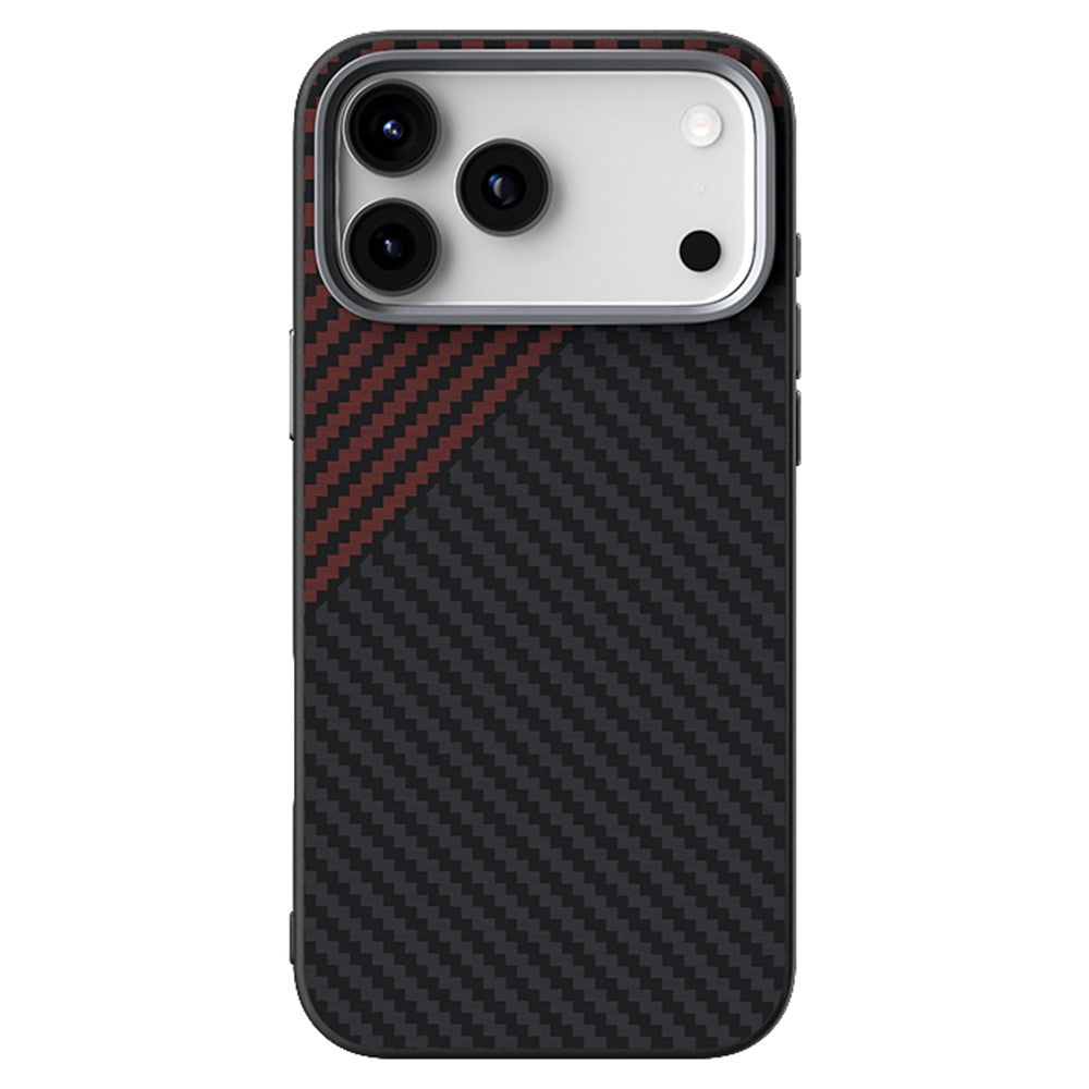 ABEEL For iPhone 17 Pro Max Case Compatible with MagSafe Carbon Fiber Texture Back Cover - Black  /  Red