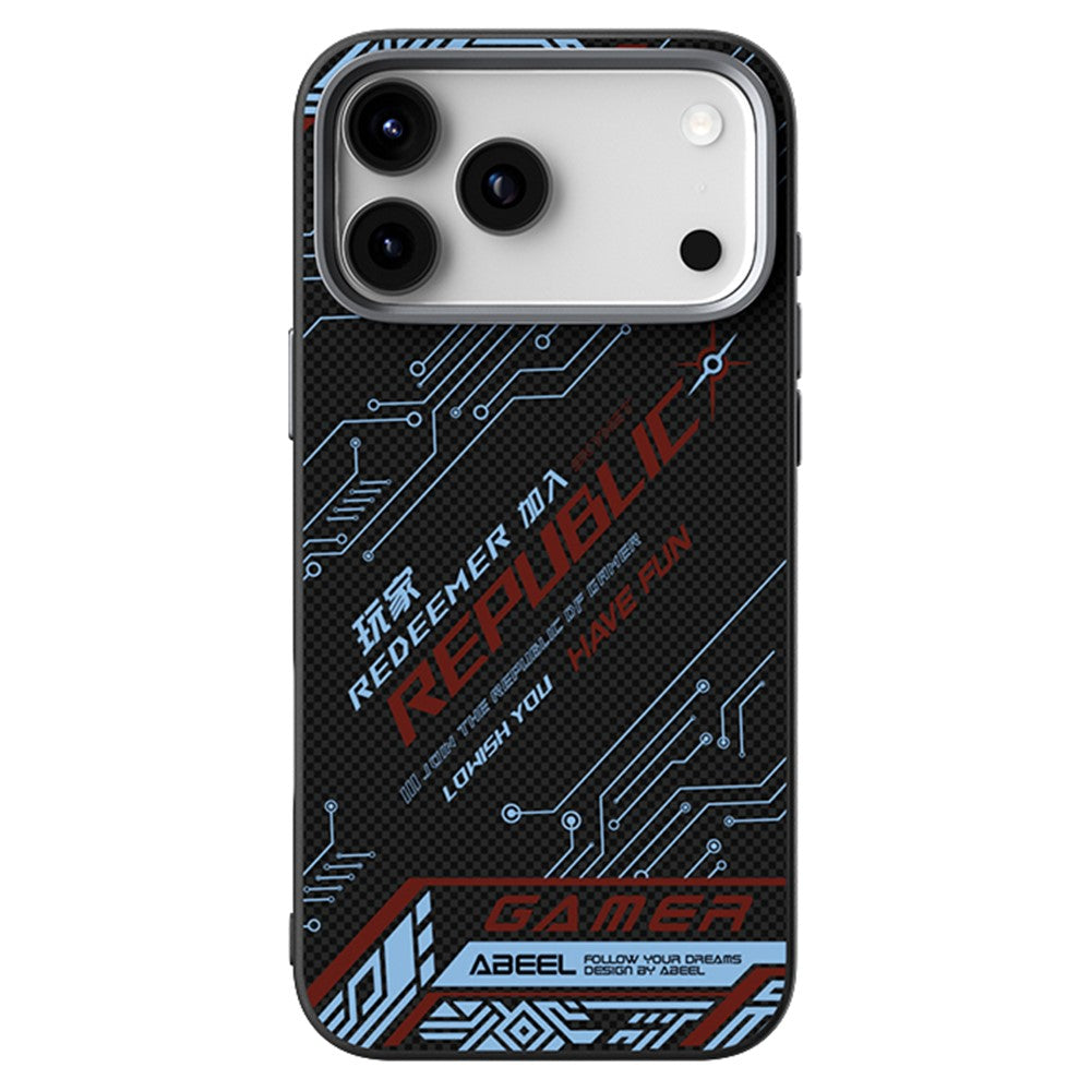 ABEEL For iPhone 17 Pro Max Case Compatible with MagSafe Printed PC TPU Aluminum Alloy Leather Phone Cover - Outstanding No. 4