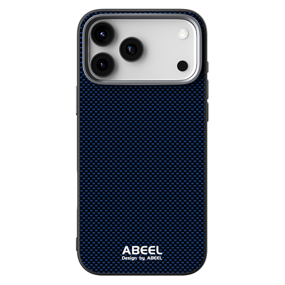 ABEEL For iPhone 17 Pro Max Case Compatible with MagSafe Printed PC TPU Aluminum Alloy Leather Phone Cover - Blue