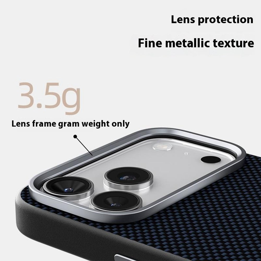 ABEEL For iPhone 17 Pro Max Case Compatible with MagSafe Printed PC TPU Aluminum Alloy Leather Phone Cover - Blue