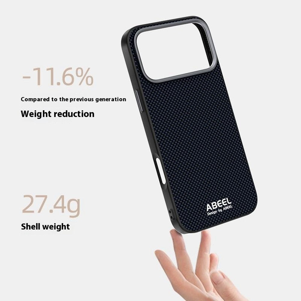 ABEEL For iPhone 17 Pro Max Case Compatible with MagSafe Printed PC TPU Aluminum Alloy Leather Phone Cover - Gold
