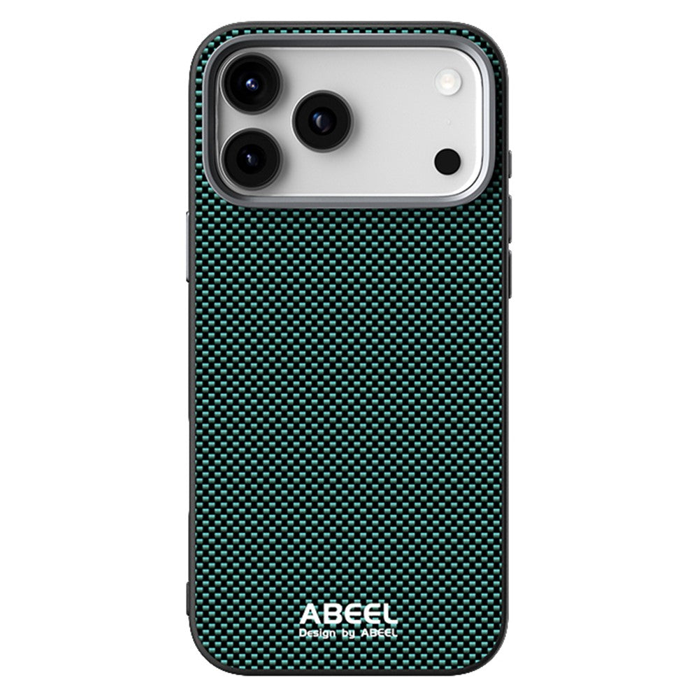 ABEEL For iPhone 17 Pro Max Case Compatible with MagSafe Printed PC TPU Aluminum Alloy Leather Phone Cover - Green