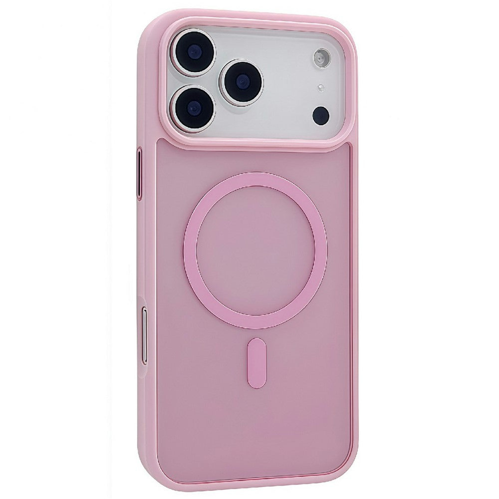 For iPhone 17 Pro Max Magnetic Case Skin Touch TPU Acrylic Phone Back Cover - Pink