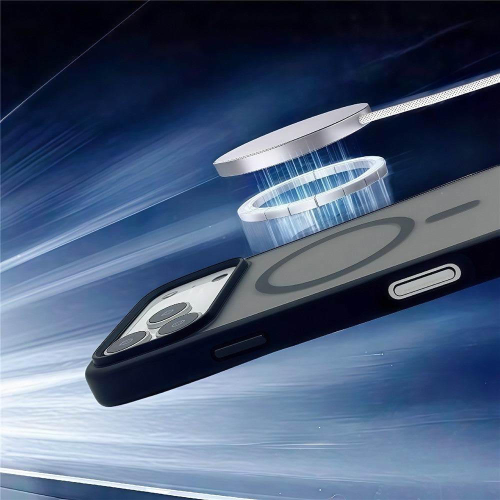 For iPhone 17 Pro Max Magnetic Case Skin Touch TPU Acrylic Phone Back Cover - Black