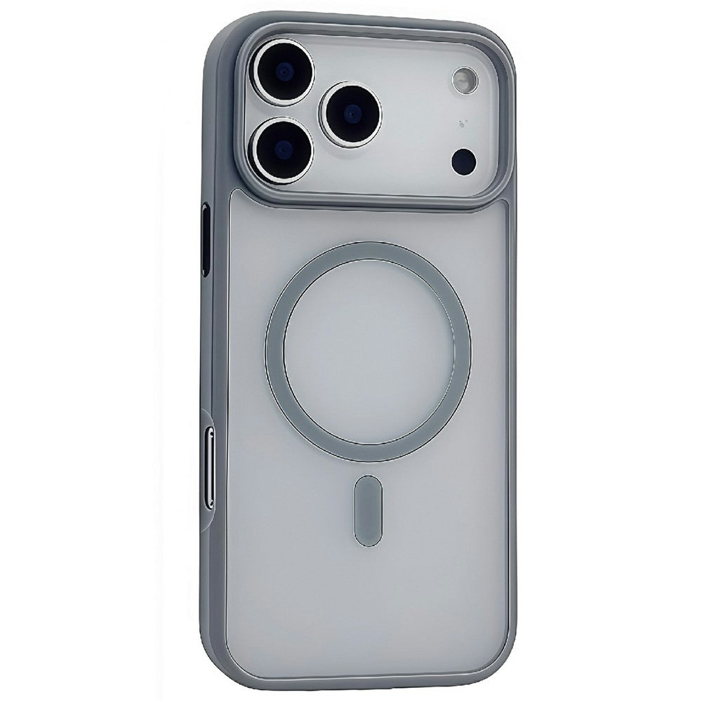 For iPhone 17 Pro Max Magnetic Case Skin Touch TPU Acrylic Phone Back Cover - Grey