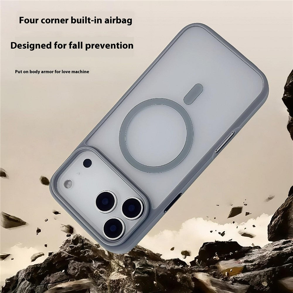 For iPhone 17 Pro Max Magnetic Case Skin Touch TPU Acrylic Phone Back Cover - Grey
