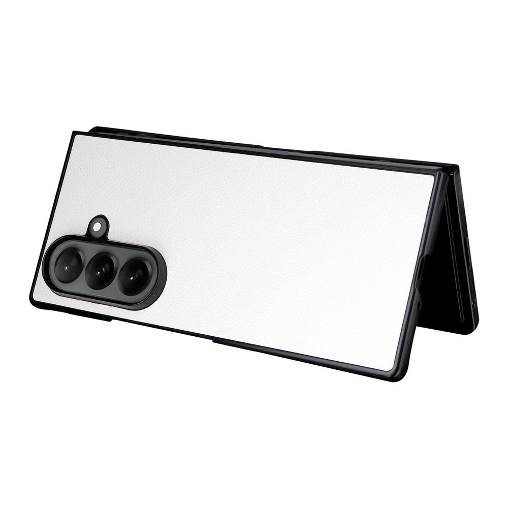 For Samsung Galaxy Z Fold7 5G Case Litchi Texture Leather + Hard PC Phone Cover - White