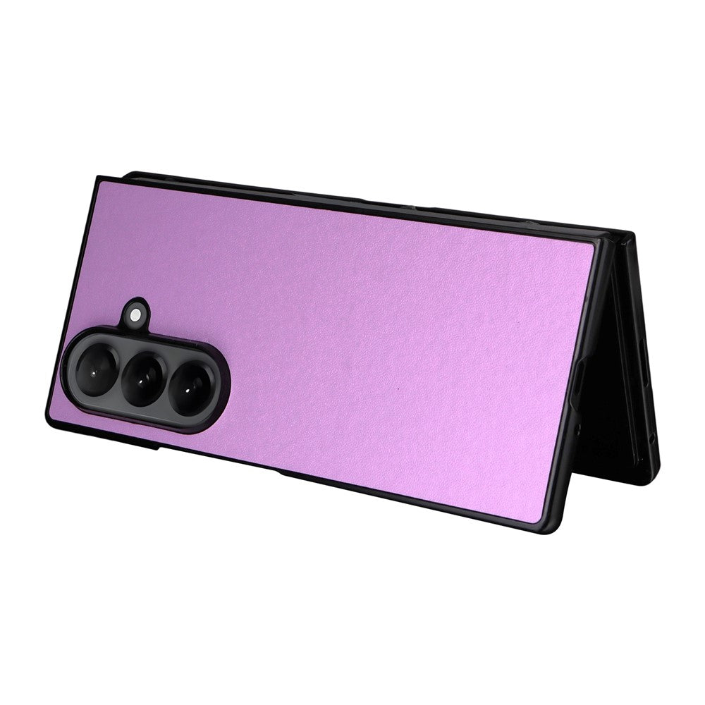 For Samsung Galaxy Z Fold7 5G Case PU Leather Hard PC Protective Phone Cover - Purple