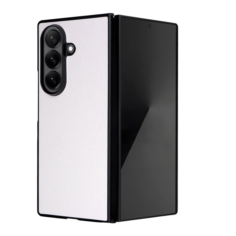 For Samsung Galaxy Z Fold7 5G Case PU Leather Hard PC Protective Phone Cover - White