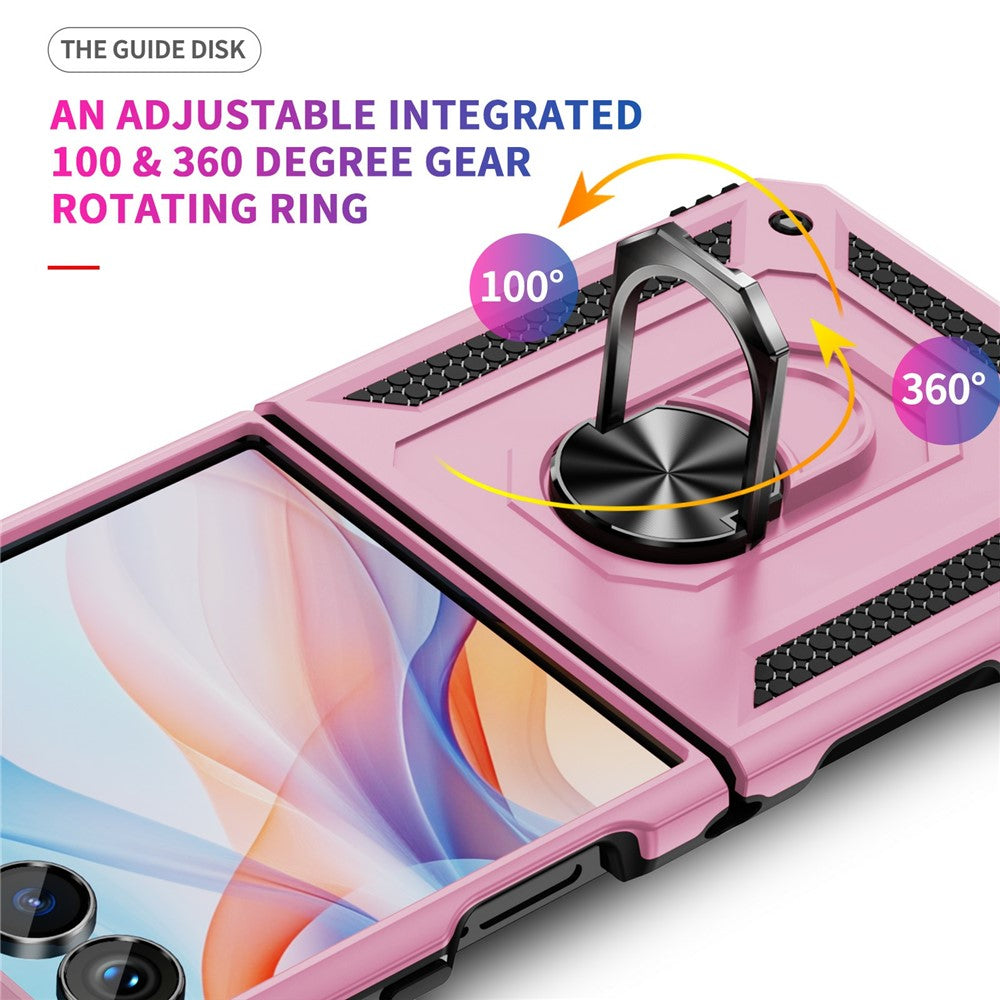 For Samsung Galaxy Z Flip7 5G Case TPU + PC Phone Cover with Ring Kickstand Drop Protection - Pink