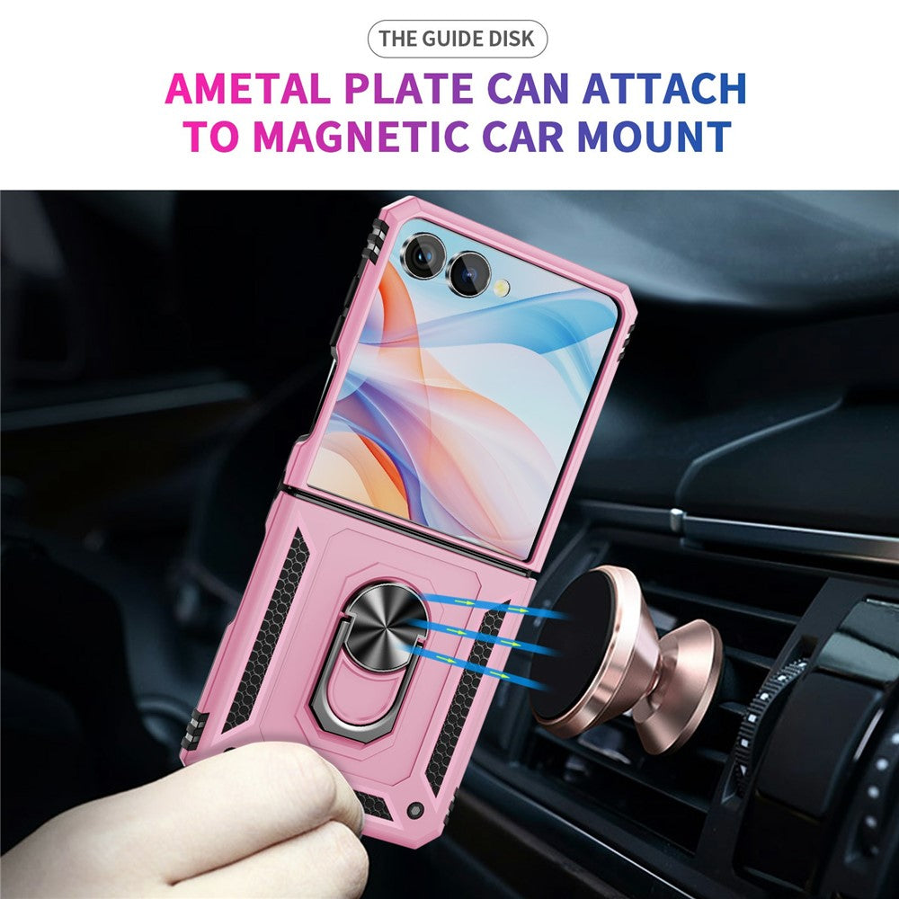 For Samsung Galaxy Z Flip7 5G Case TPU + PC Phone Cover with Ring Kickstand Drop Protection - Pink