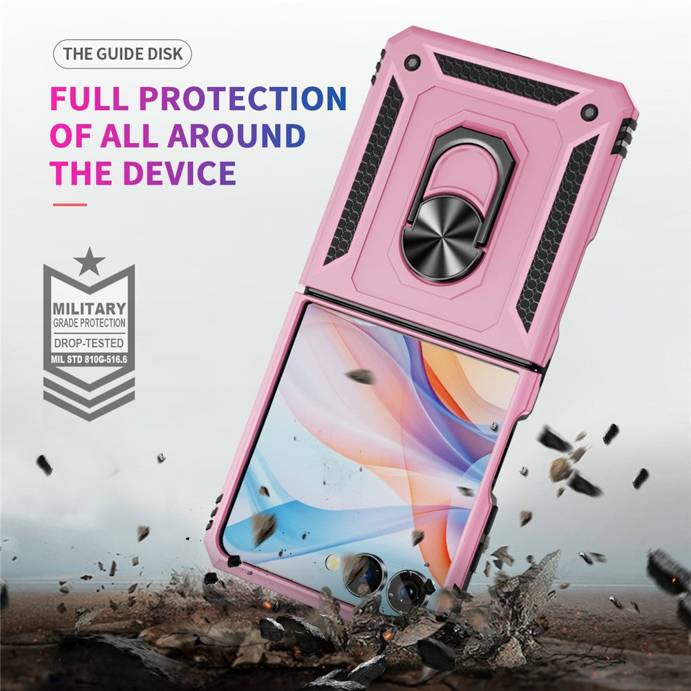 For Samsung Galaxy Z Flip7 5G Case TPU + PC Phone Cover with Ring Kickstand Drop Protection - Pink