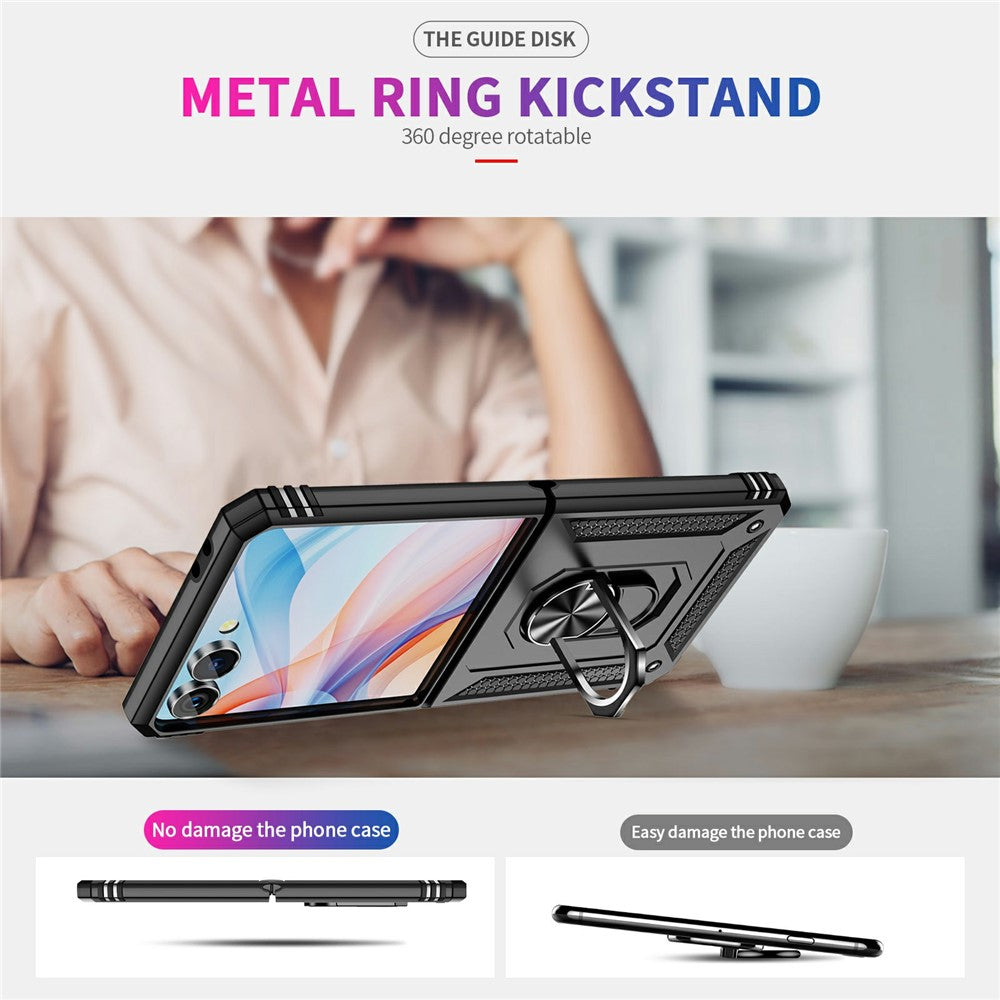 For Samsung Galaxy Z Flip7 5G Case TPU + PC Phone Cover with Ring Kickstand Drop Protection - Black