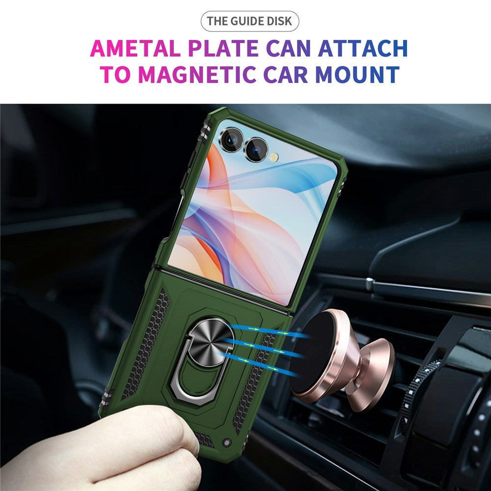For Samsung Galaxy Z Flip7 5G Case TPU + PC Phone Cover with Ring Kickstand Drop Protection - Army Green