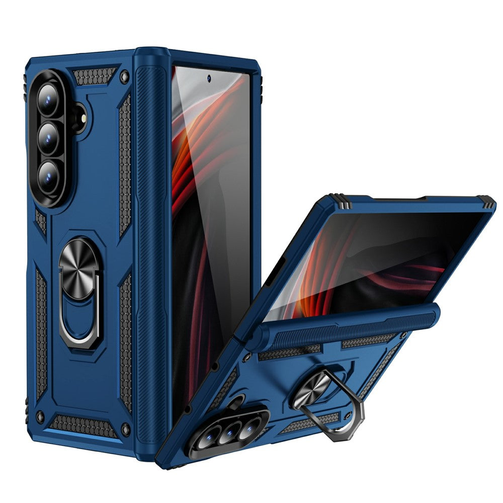 For Samsung Galaxy Z Fold7 5G Case PC + TPU Phone Cover with Kickstand - Blue