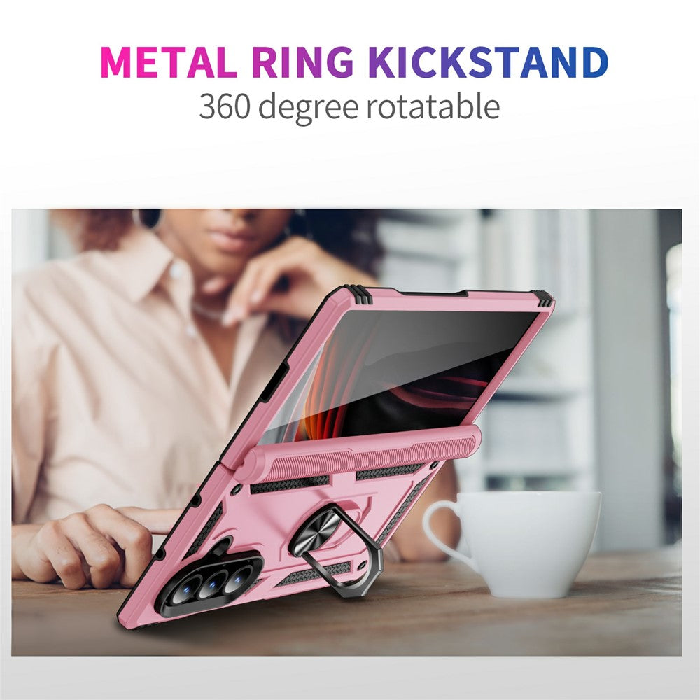 For Samsung Galaxy Z Fold7 5G Case PC + TPU Phone Cover with Kickstand - Pink