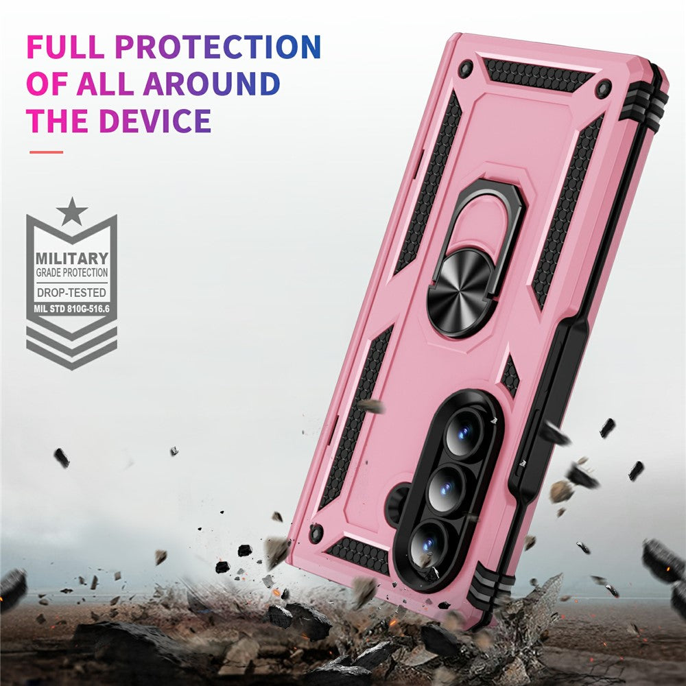 For Samsung Galaxy Z Fold7 5G Case PC + TPU Phone Cover with Kickstand - Pink