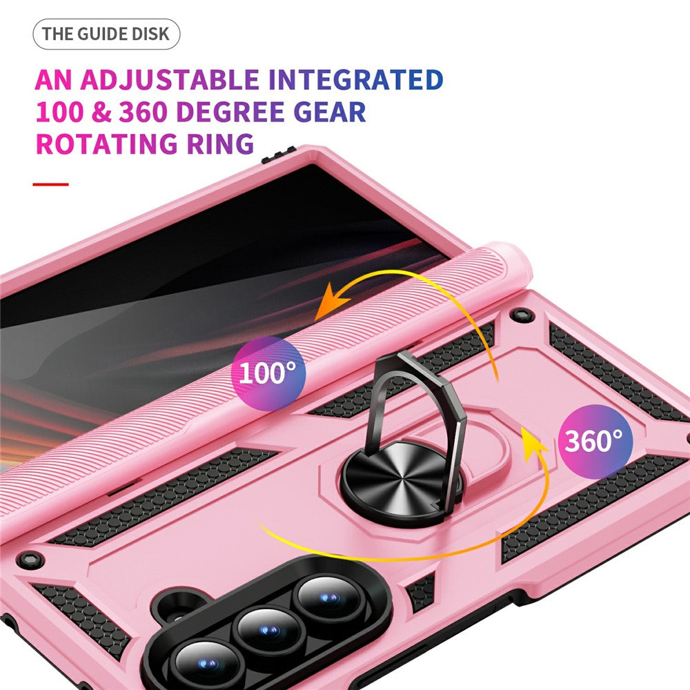 For Samsung Galaxy Z Fold7 5G Case PC + TPU Phone Cover with Kickstand - Pink