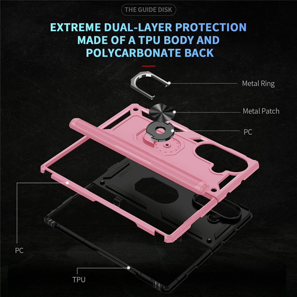 For Samsung Galaxy Z Fold7 5G Case PC + TPU Phone Cover with Kickstand - Pink