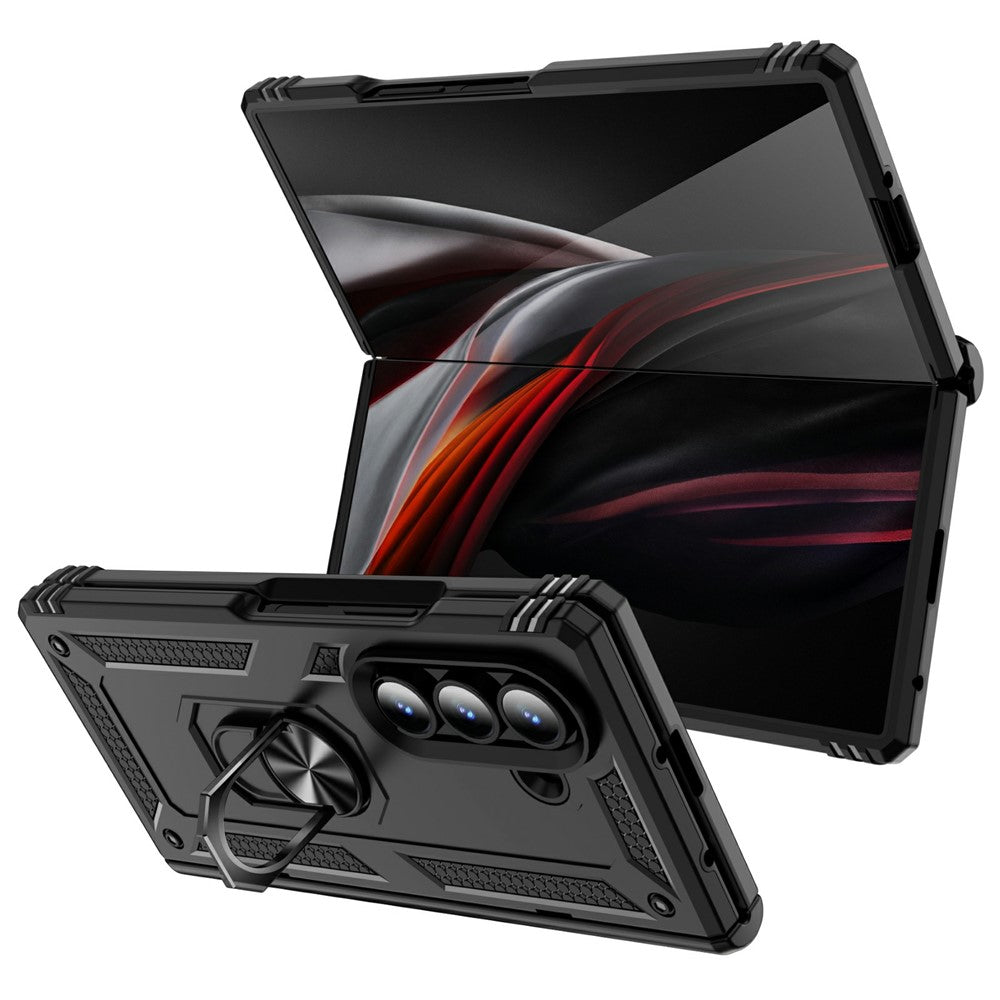 For Samsung Galaxy Z Fold7 5G Case PC + TPU Phone Cover with Kickstand - Black