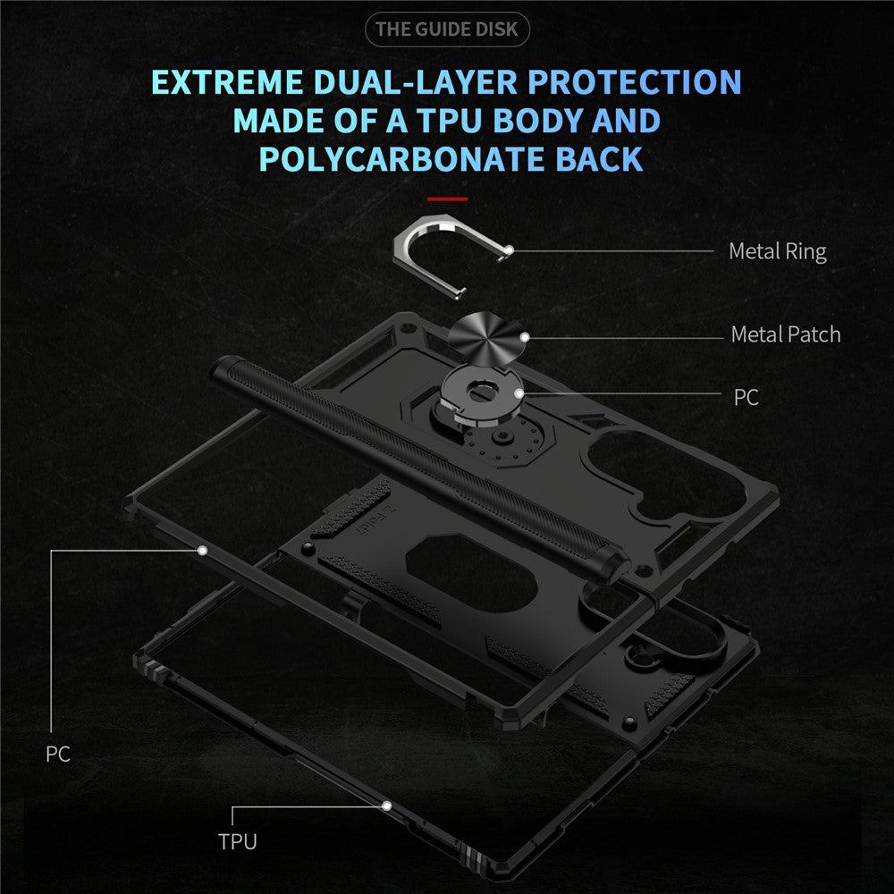 For Samsung Galaxy Z Fold7 5G Case PC + TPU Phone Cover with Kickstand - Black