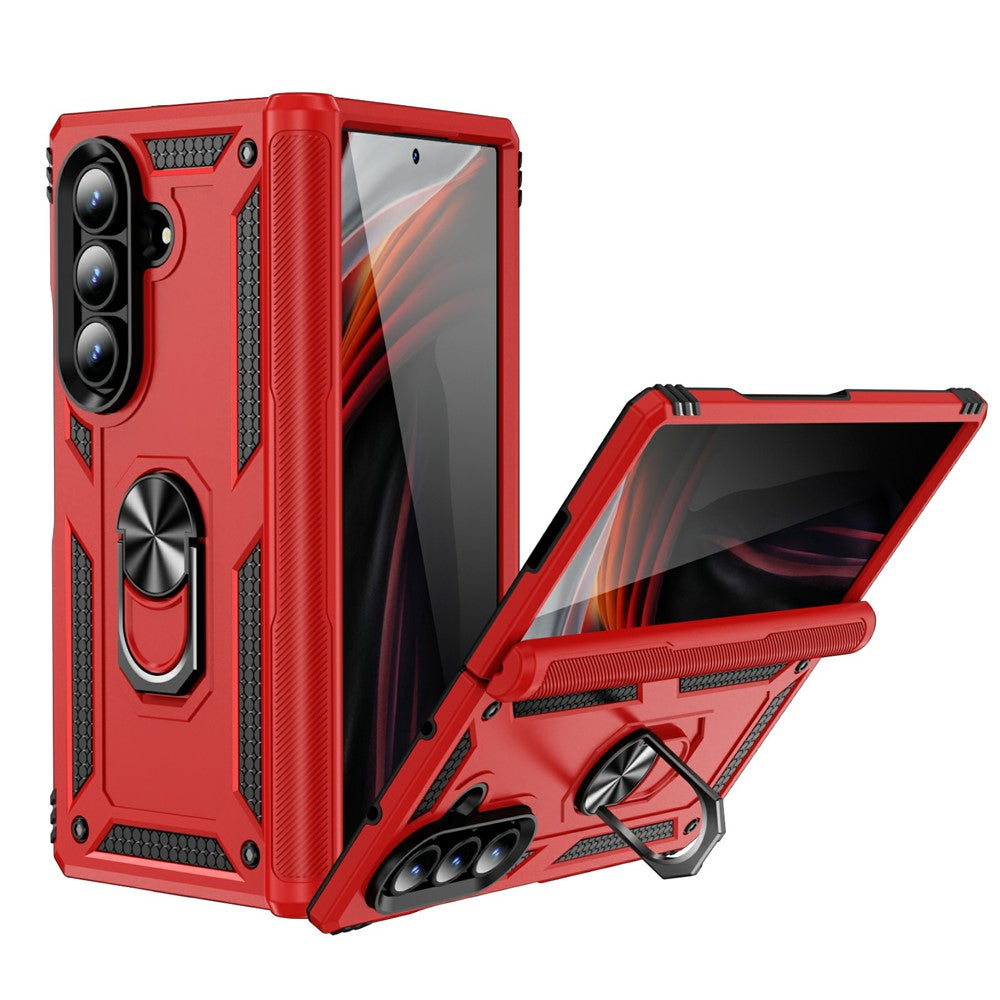For Samsung Galaxy Z Fold7 5G Case PC + TPU Phone Cover with Kickstand - Red