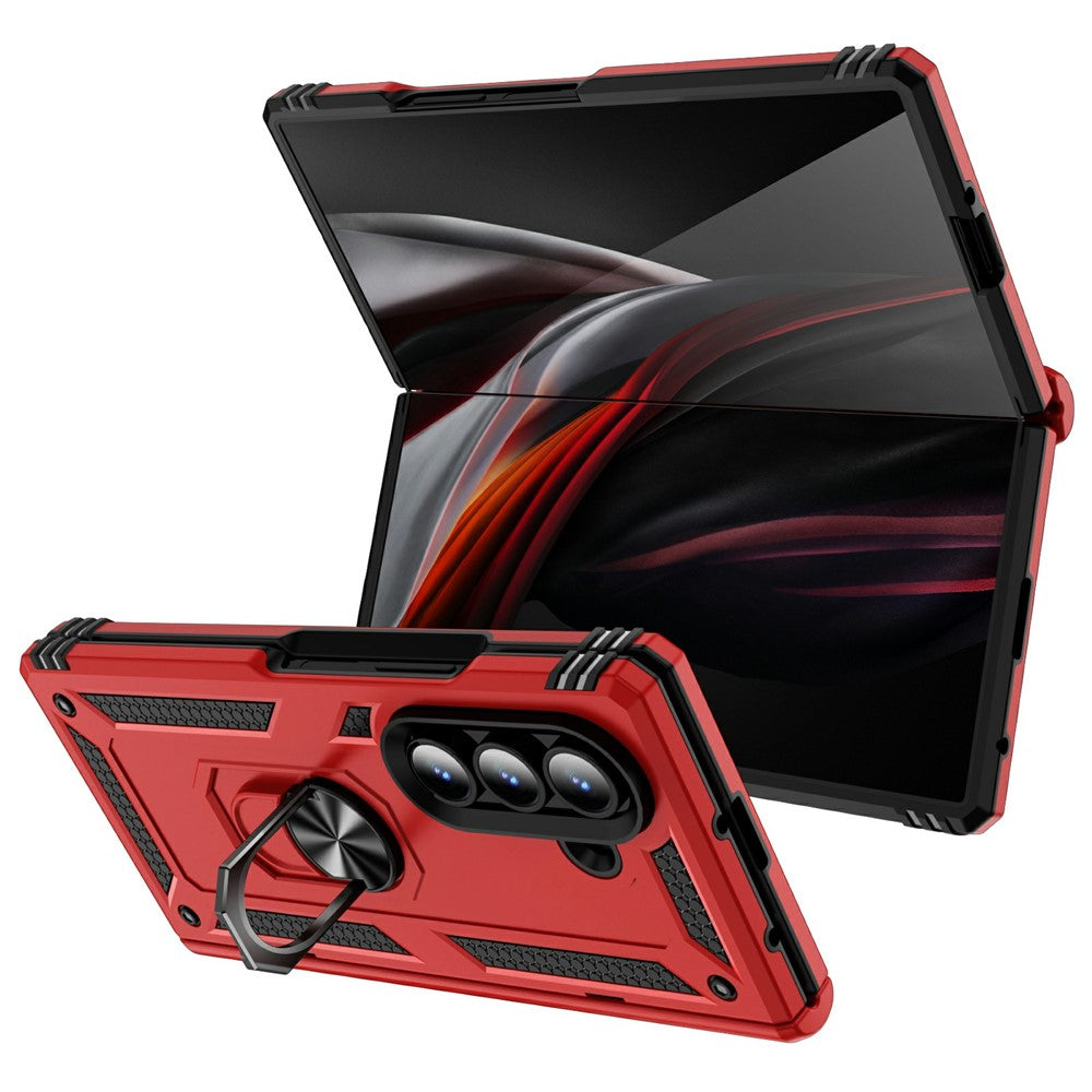 For Samsung Galaxy Z Fold7 5G Case PC + TPU Phone Cover with Kickstand - Red