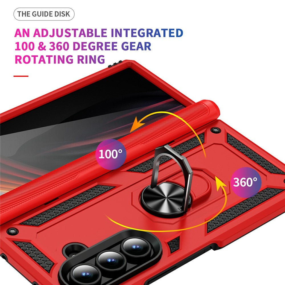 For Samsung Galaxy Z Fold7 5G Case PC + TPU Phone Cover with Kickstand - Red