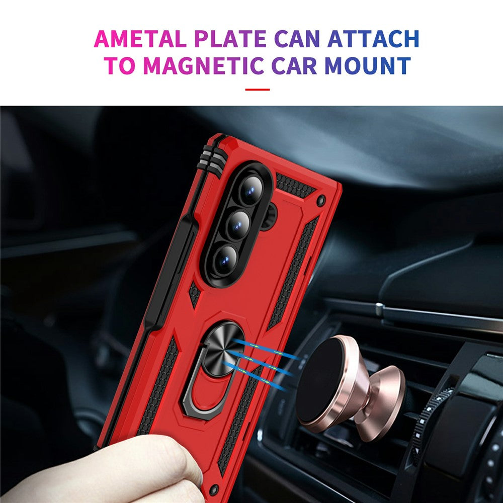 For Samsung Galaxy Z Fold7 5G Case PC + TPU Phone Cover with Kickstand - Red