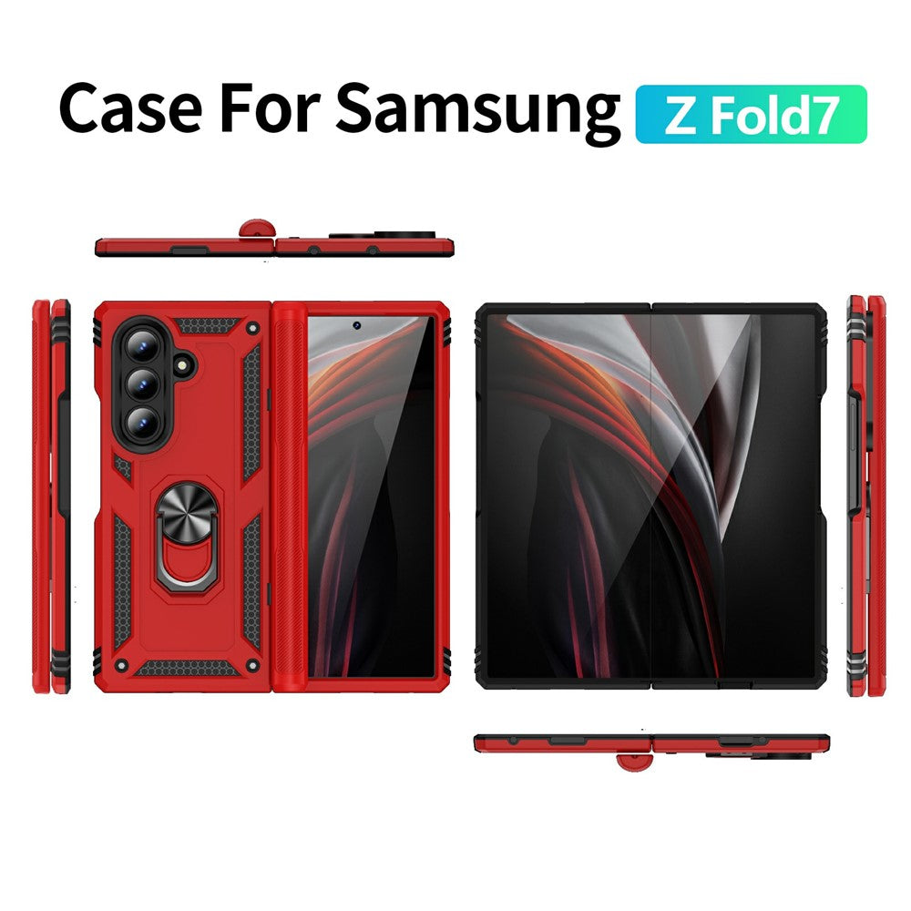 For Samsung Galaxy Z Fold7 5G Case PC + TPU Phone Cover with Kickstand - Red