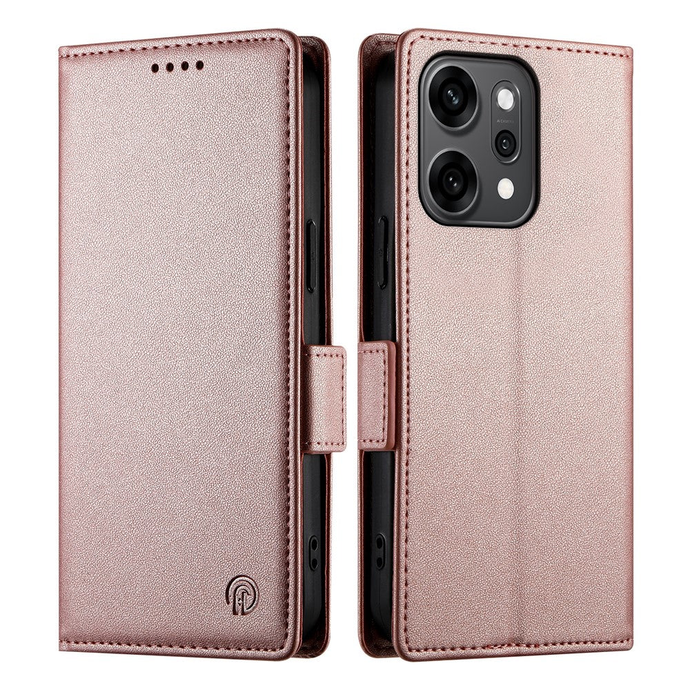 For Oppo Reno14 Pro 5G (Global) Stand Case PU Leather Wallet Phone Cover - Rose Gold