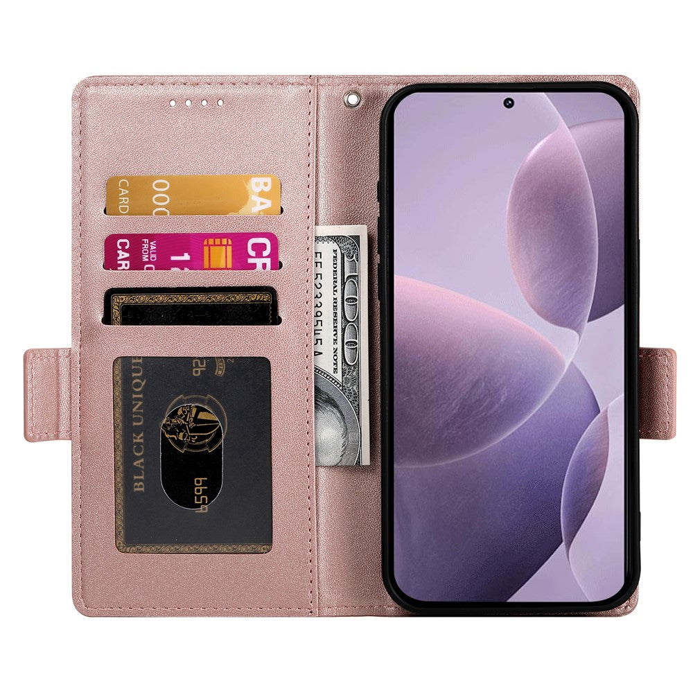 For Oppo Reno14 Pro 5G (Global) Stand Case PU Leather Wallet Phone Cover - Rose Gold