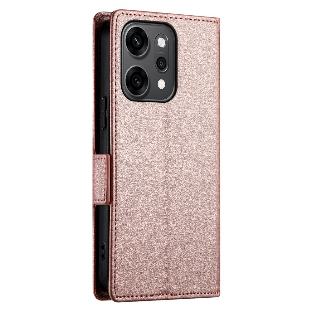 For Oppo Reno14 Pro 5G (Global) Stand Case PU Leather Wallet Phone Cover - Rose Gold