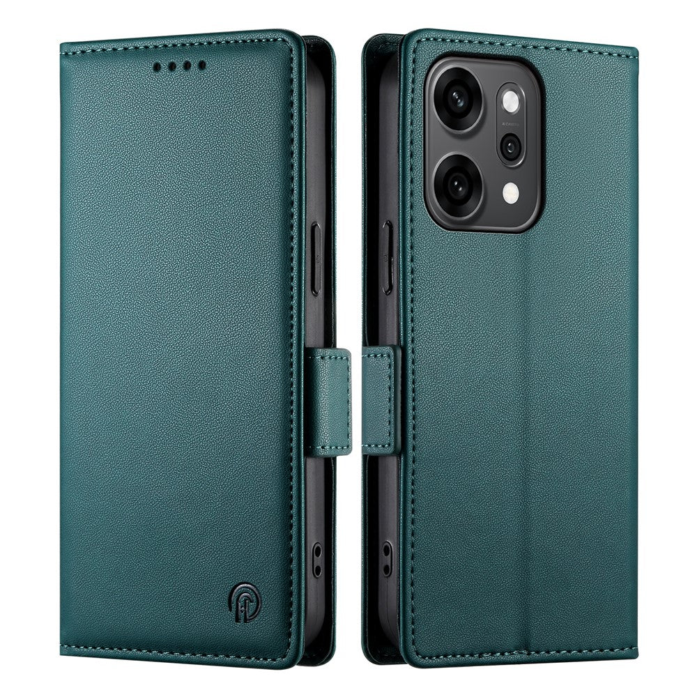 For Oppo Reno14 Pro 5G (Global) Stand Case PU Leather Wallet Phone Cover - Blackish Green