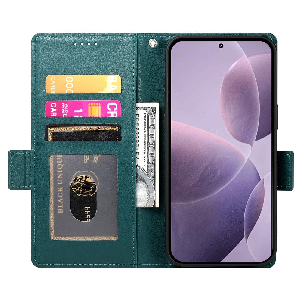 For Oppo Reno14 Pro 5G (Global) Stand Case PU Leather Wallet Phone Cover - Blackish Green