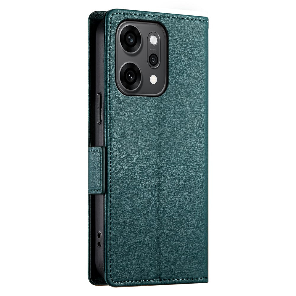 For Oppo Reno14 Pro 5G (Global) Stand Case PU Leather Wallet Phone Cover - Blackish Green