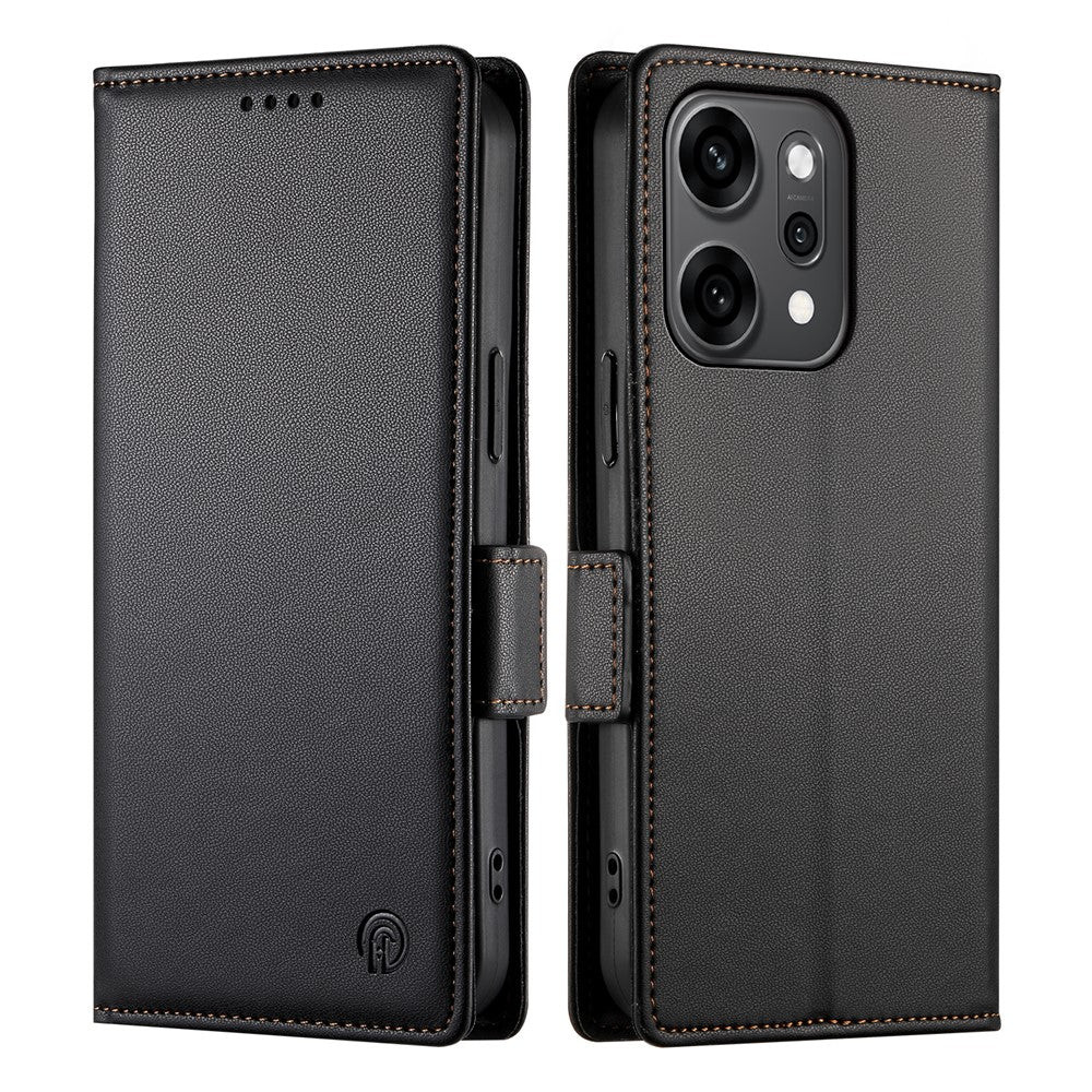 For Oppo Reno14 Pro 5G (Global) Stand Case PU Leather Wallet Phone Cover - Black