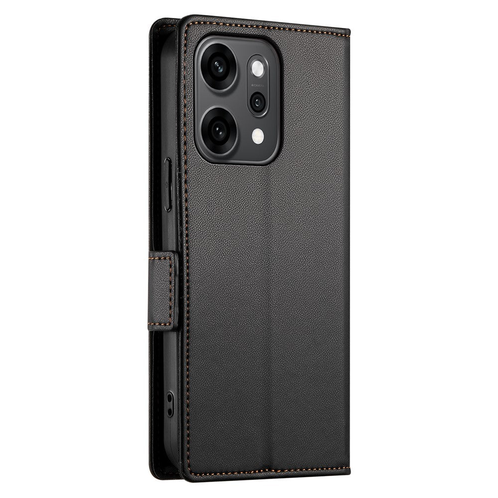For Oppo Reno14 Pro 5G (Global) Stand Case PU Leather Wallet Phone Cover - Black