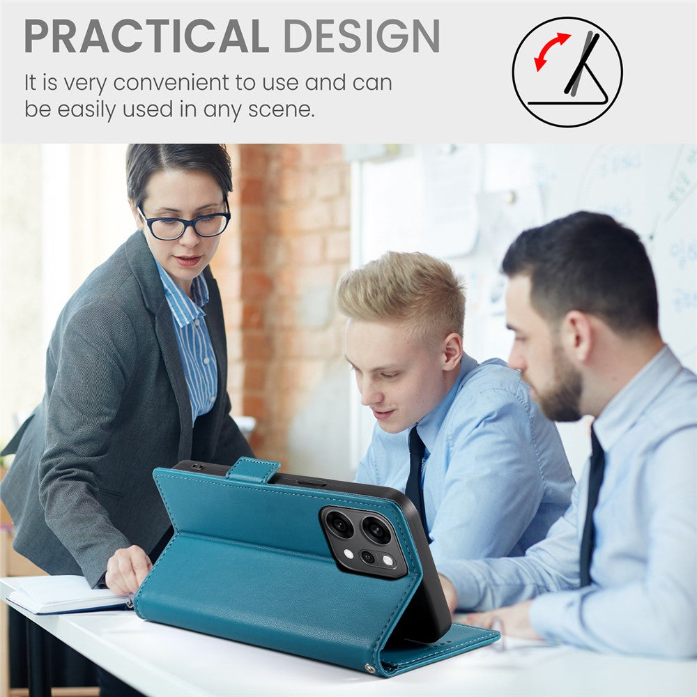 For Oppo Reno14 Pro 5G (Global) Stand Case PU Leather Wallet Phone Cover - Blue