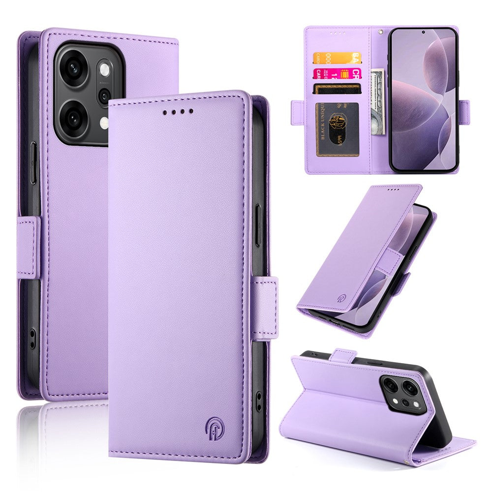 For Oppo Reno14 Pro 5G (Global) Stand Case PU Leather Wallet Phone Cover - Purple