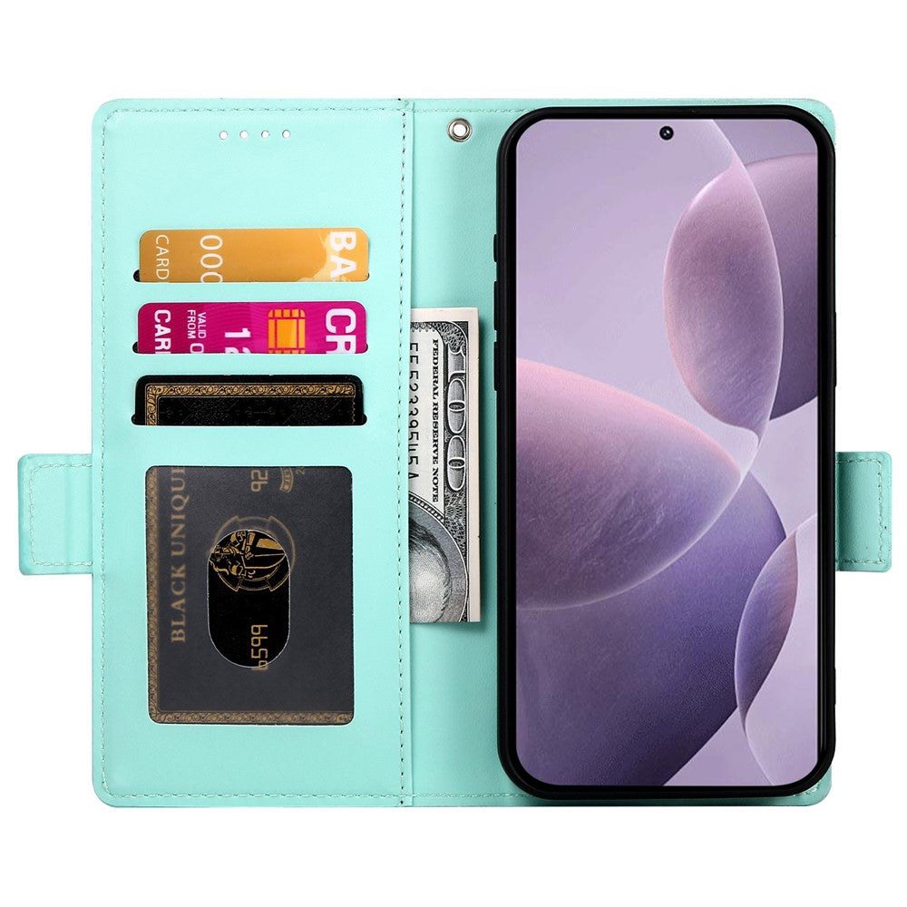 For Oppo Reno14 Pro 5G (Global) Stand Case PU Leather Wallet Phone Cover - Mint Green
