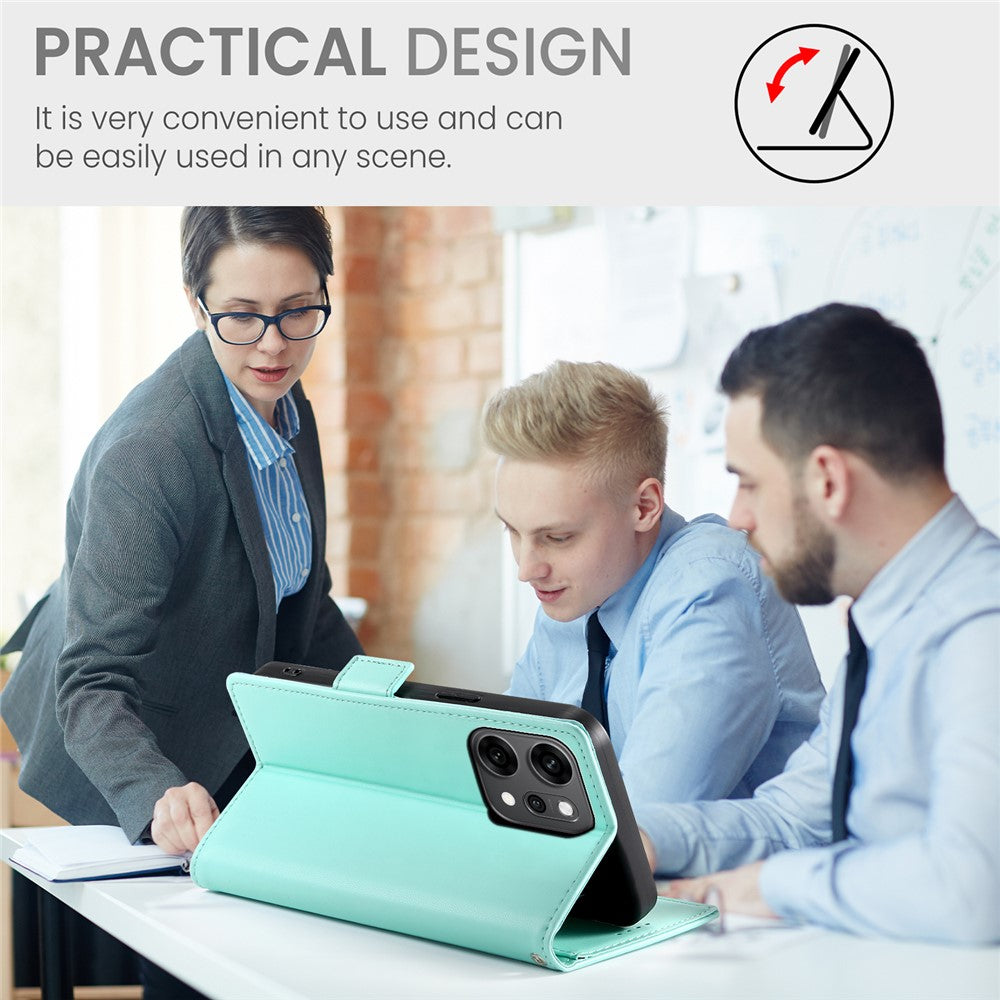 For Oppo Reno14 Pro 5G (Global) Stand Case PU Leather Wallet Phone Cover - Mint Green